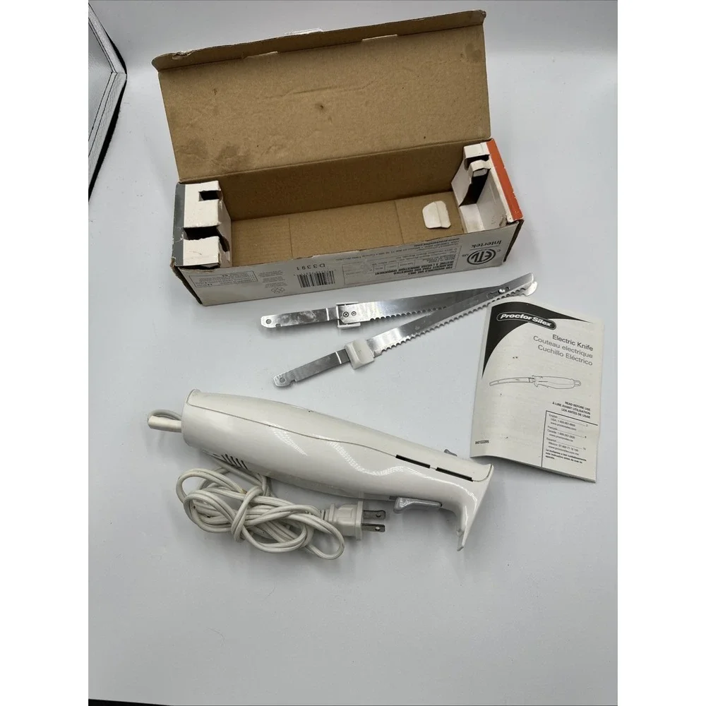 Proctor Silex 74311 Easy Slice Electric‎ Knife - White Slices Meat-Breads in Box
